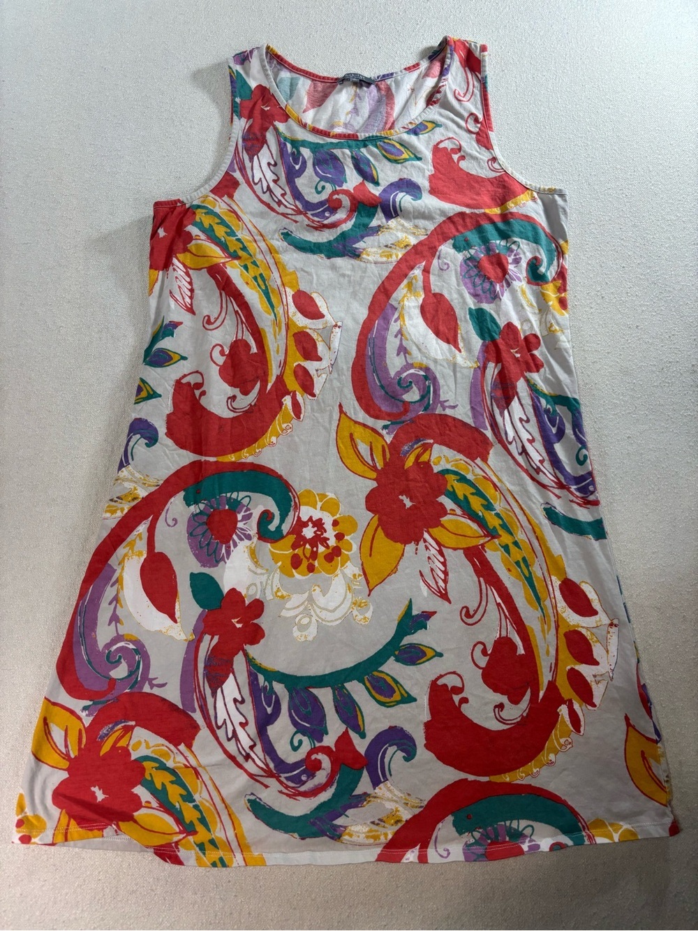 Habitat Colorful Floral Paisley Sleeveless Dress Medium Cotton A-Line - Picture 2 of 7